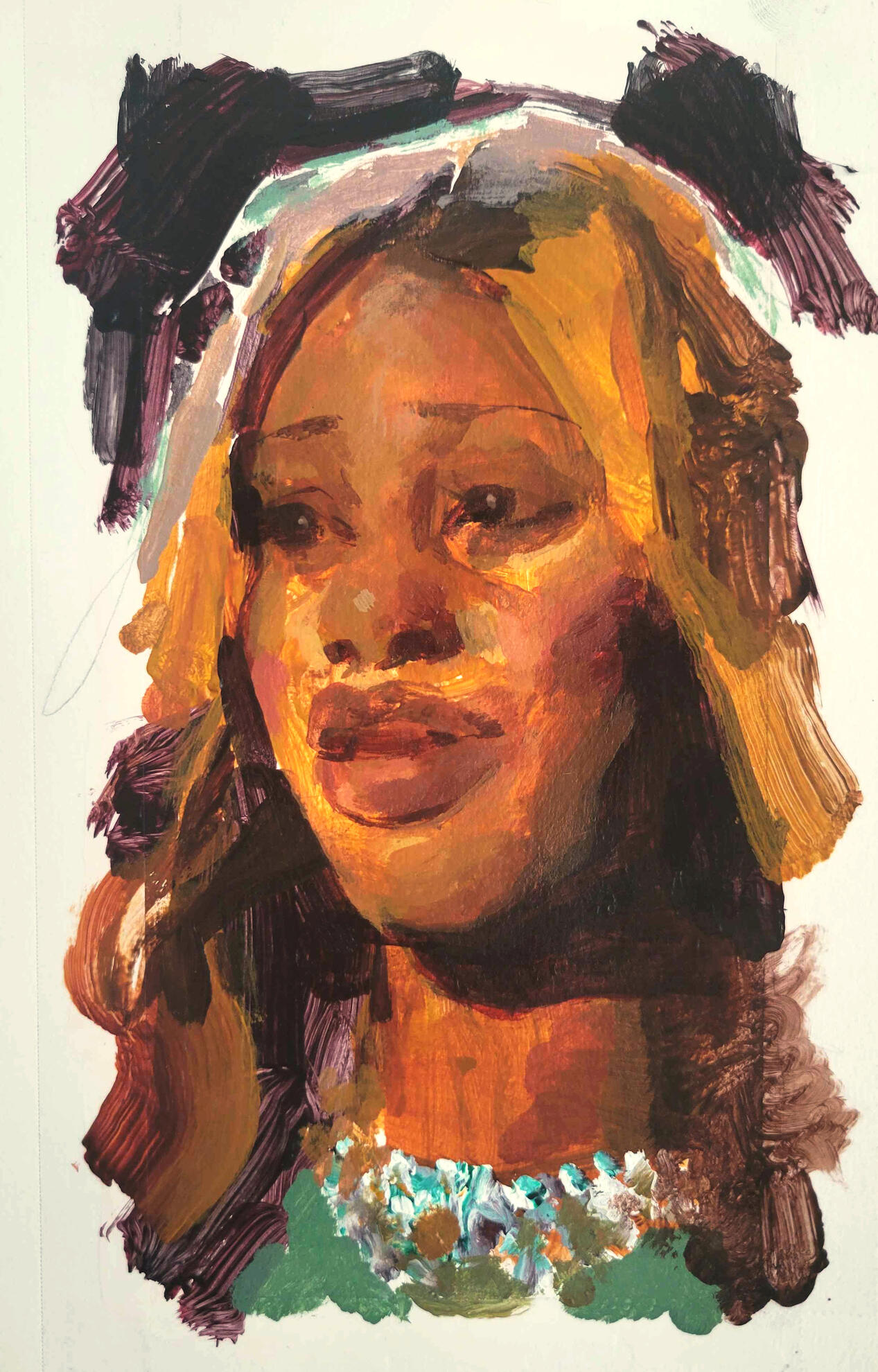 "Courage", Acrylic and watercolor on board, 11x15.5 inches