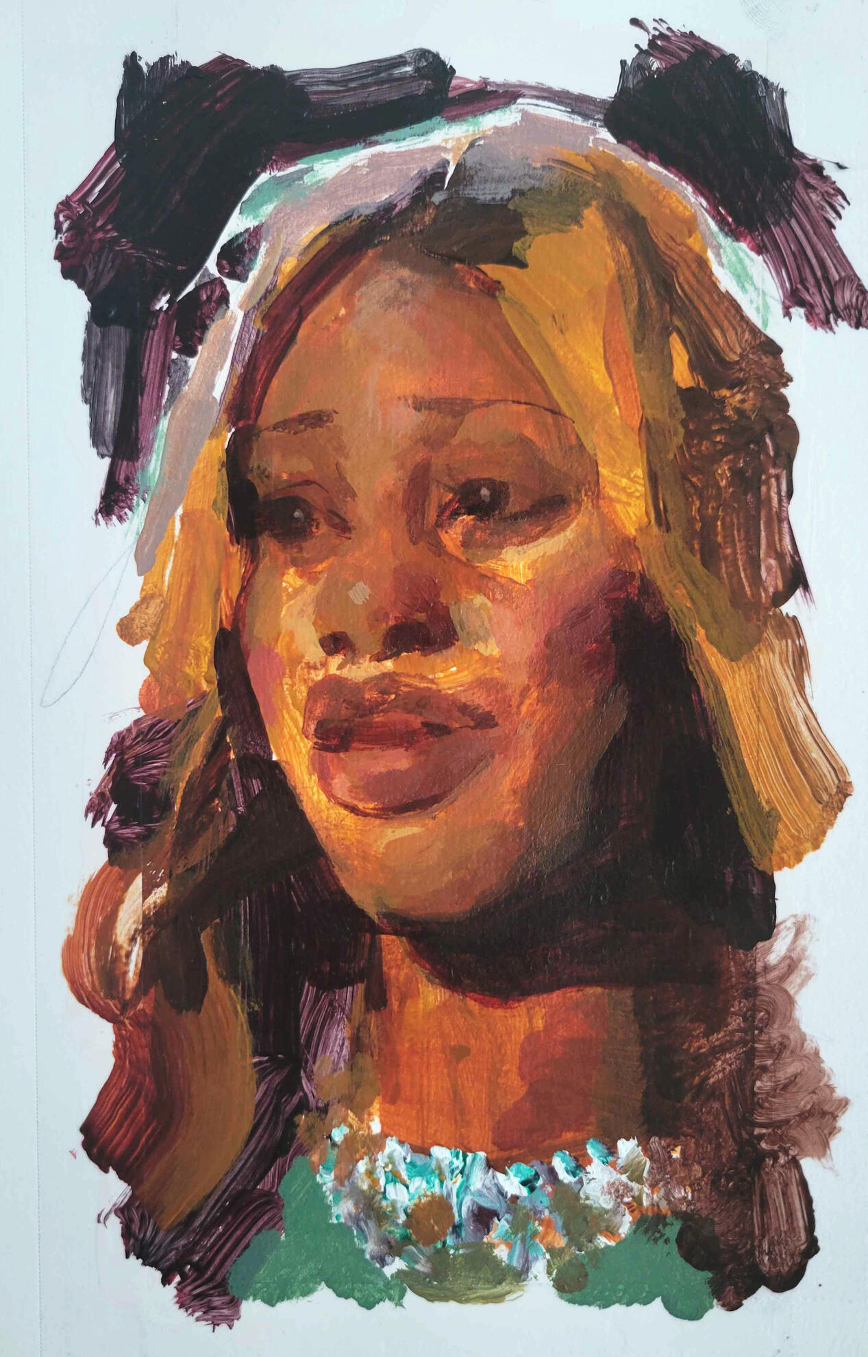 "Courage", Acrylic and watercolor on board, 11x15.5 inches
